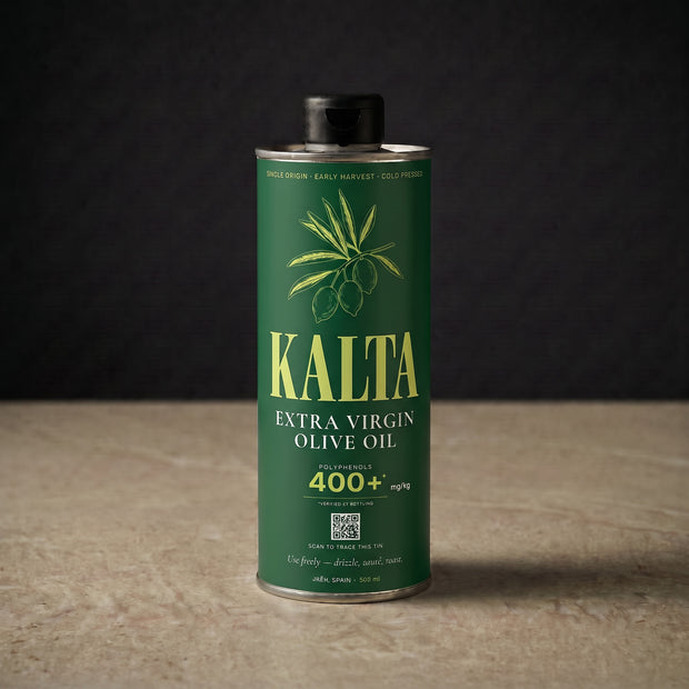 KALTA 400 — 500ml tin of single-origin early-harvest Picual extra virgin olive oil